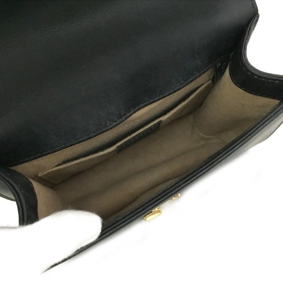 💃Authentic GUCCI Sylvie Mini Sherry Line Leather Chain Shoulder Bag Black - Picture 7 of 11